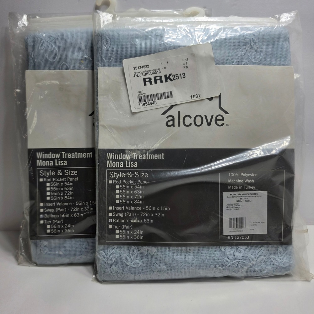 Alcove Mona Lisa Blue Balloon Curtain Set of 2 Floral Lace 56x63 4NJJ5UBLU0010